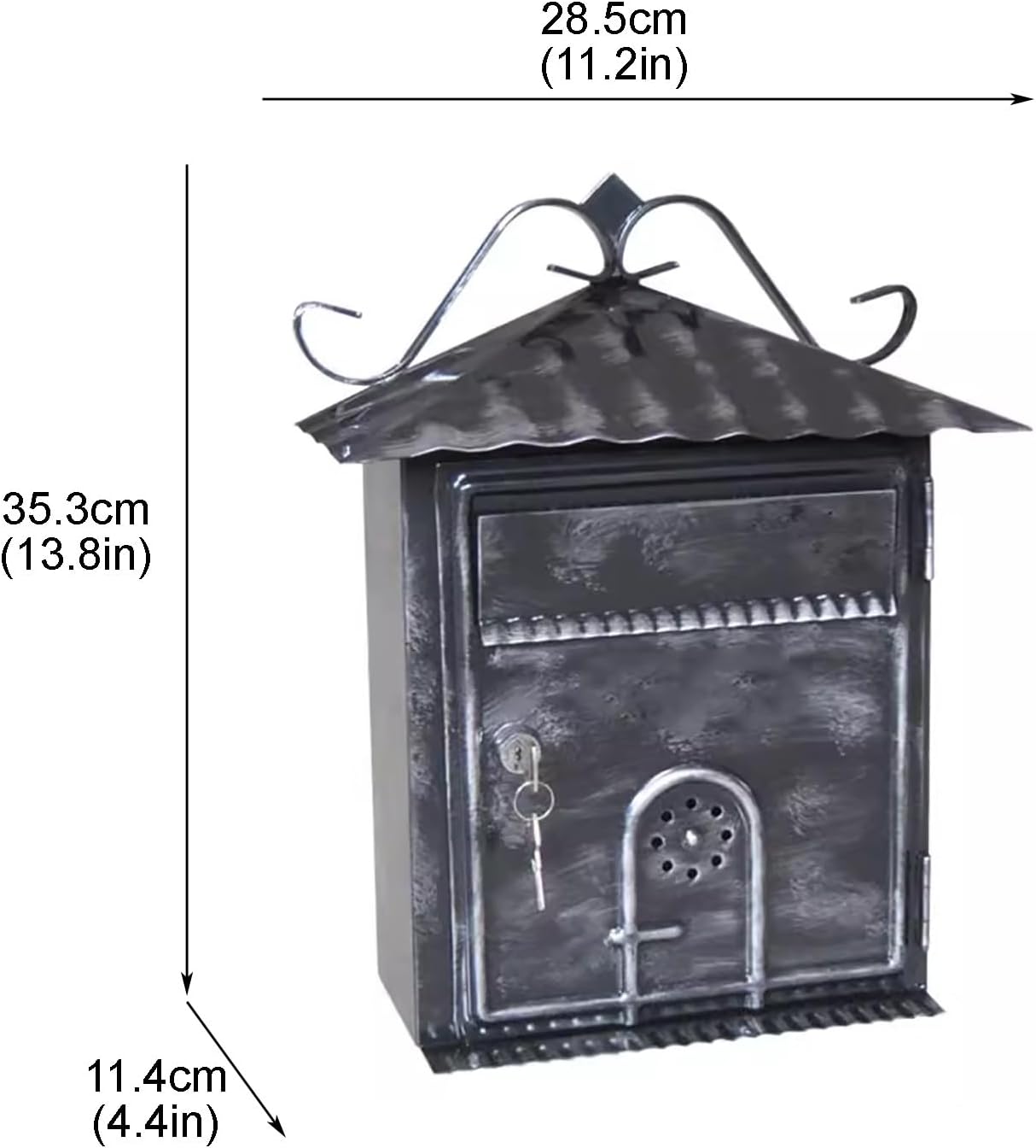 Galvanized Steel Mailbox, Security Postbox with Key Lock, Easy to Install, Large Curbside Mailbox for House Outside Or Residential