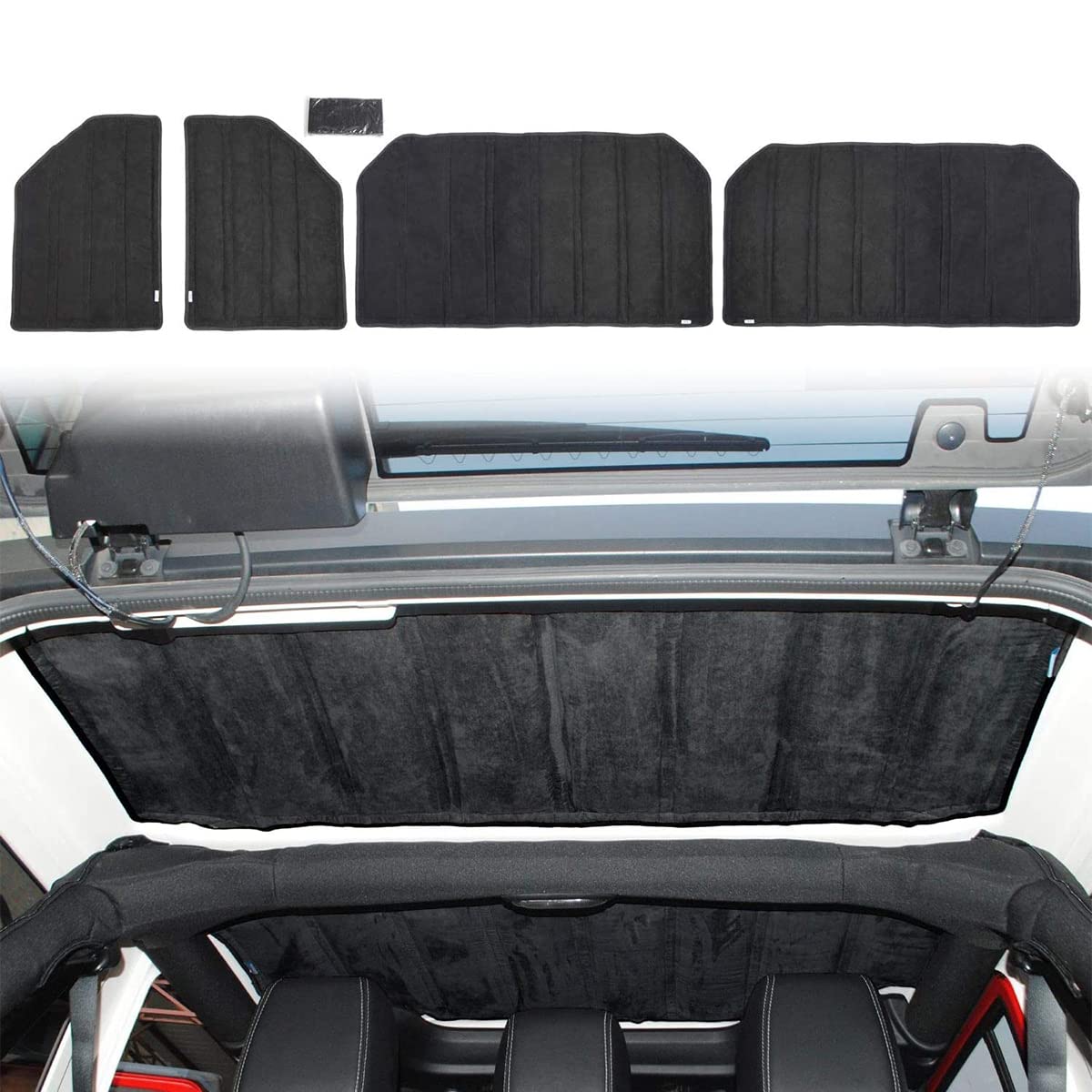 Zestawy izolacji termicznej i wygłuszającej z waty do podsufitki dla Jeep Wrangler JK JKU 2007-2010 4-drzwiowy Sports Sahara Freedom Rubicon X i Unlimited
