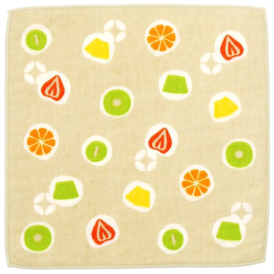 ★sale53★4重ガーゼハンカチ　フルーツ大福　23×23 ☆sale53☆4重ガーゼハンカチ フルーツ大福 23×23