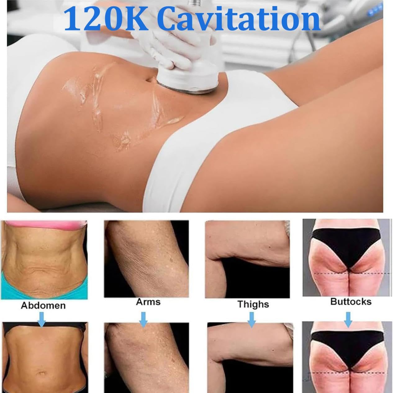 Urządzenie do kawitacji 120K, urządzenie do modelowania sylwetki 6 w 1, masażer RF z falami radiowymi, profesjonalne urządzenie do kawitacji ultradźwiękowej do twarzy, ramion, talii, ud, bioder i nóg