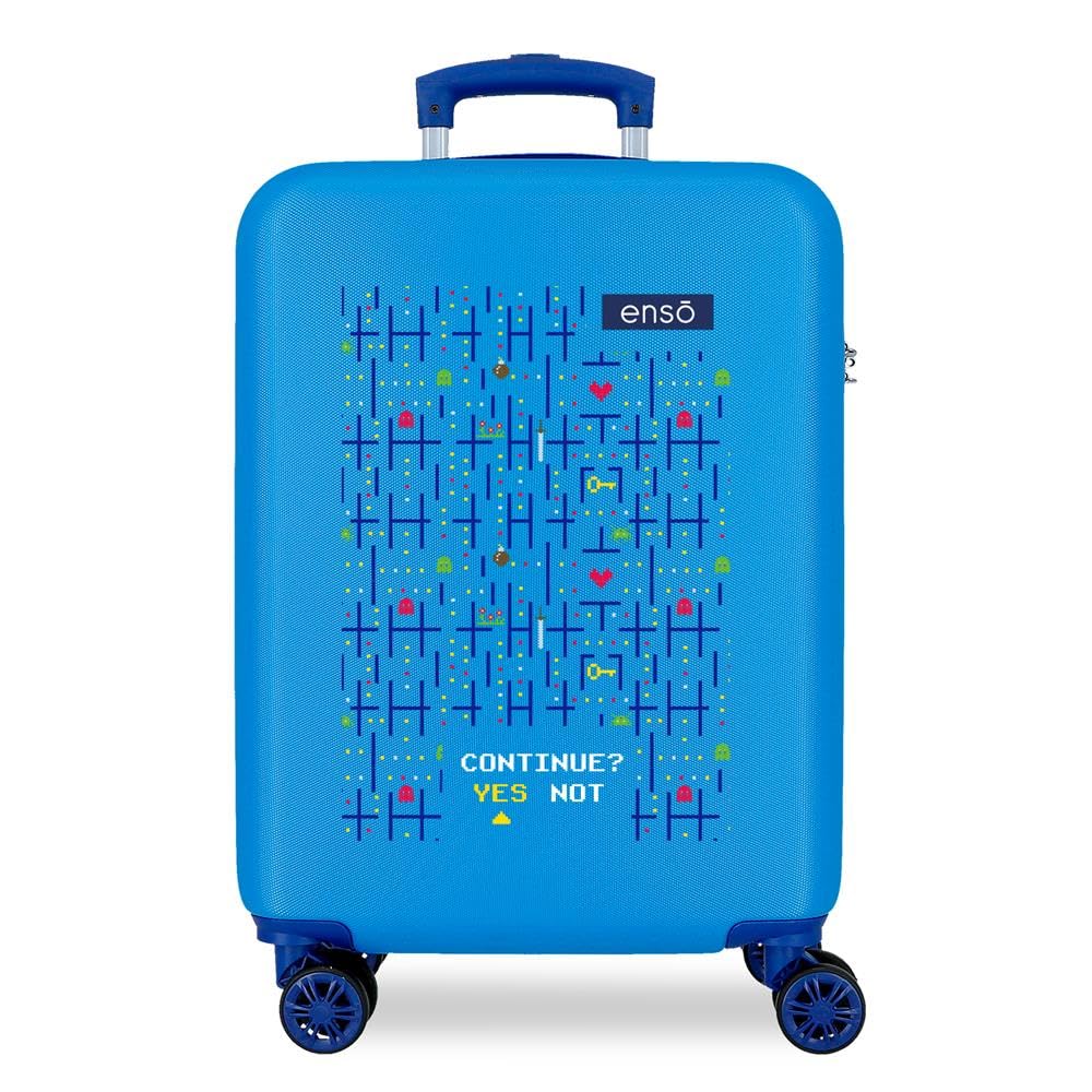 Enso Gamer Valigia da cabina blu 38 x 55 x 20 cm rigida ABS chiusura a combinazione laterale 34 2 kg 4 ruote doppie bagaglio a mano
