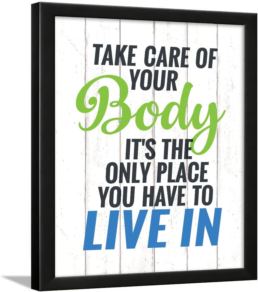 Chaka Chaundh Engineered Wood - Health Quotes Wall Frames Decoration - Health Motivation Wall Poster For Diagnostic Center, Path Lab & Hospitals - (14 X 11 Inches) (Take Care Of Yourself - White)