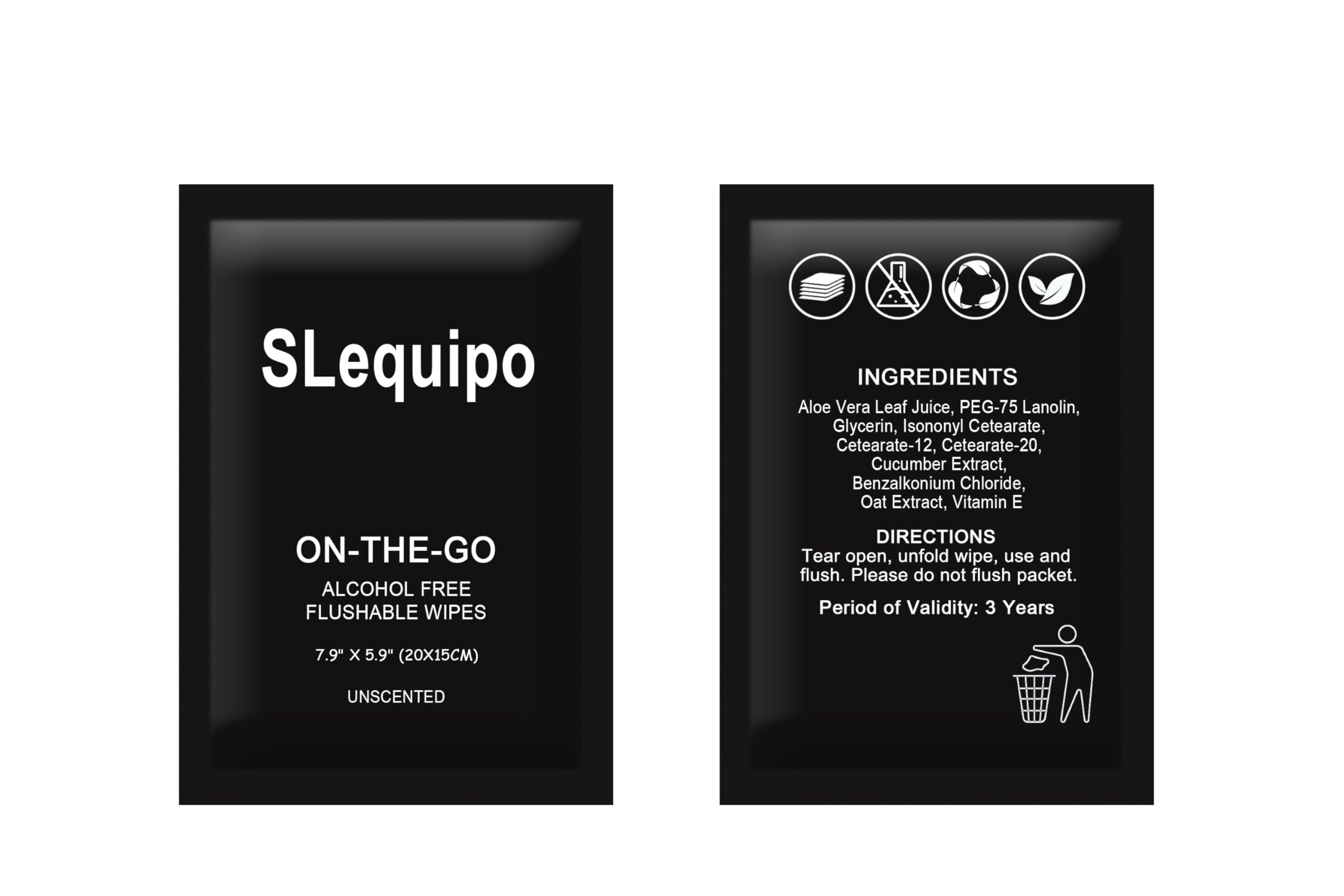 500 Pz Salviette Bagnate Flushable, Aloe Vera per Butt, Mani, Pulizia Viso, Individuo Avvolto, Formato Portatile, Ideale per Uso quotidiano, A base vegetale, Nero