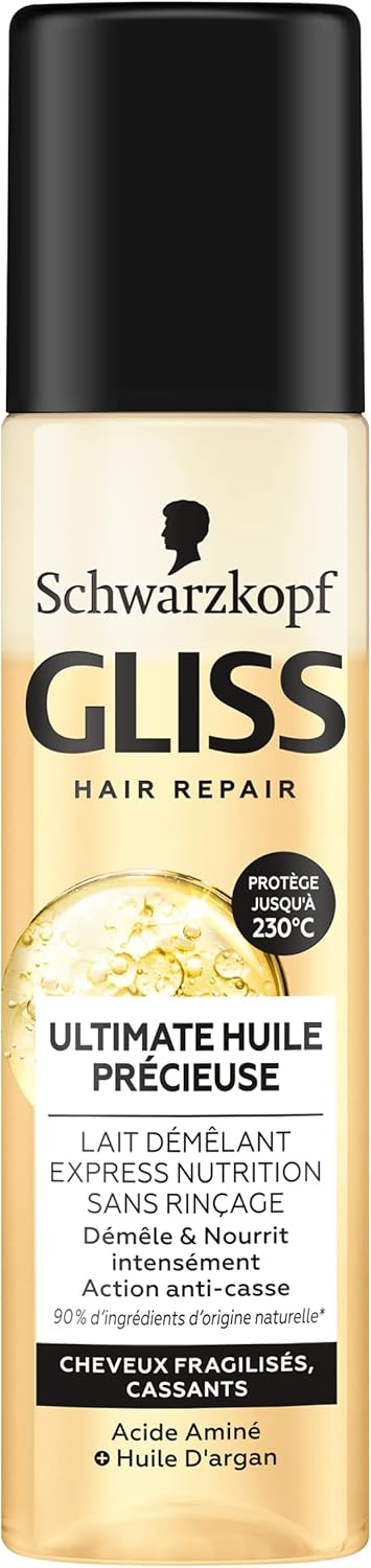 Schwarzkopf – Gliss – Lait Démêlant Cheveux Specific Final Huile Precieuse – Motion Anti-Casse – 90% d’ingrédients d’origine naturelle – Vaporisateur 200ml
