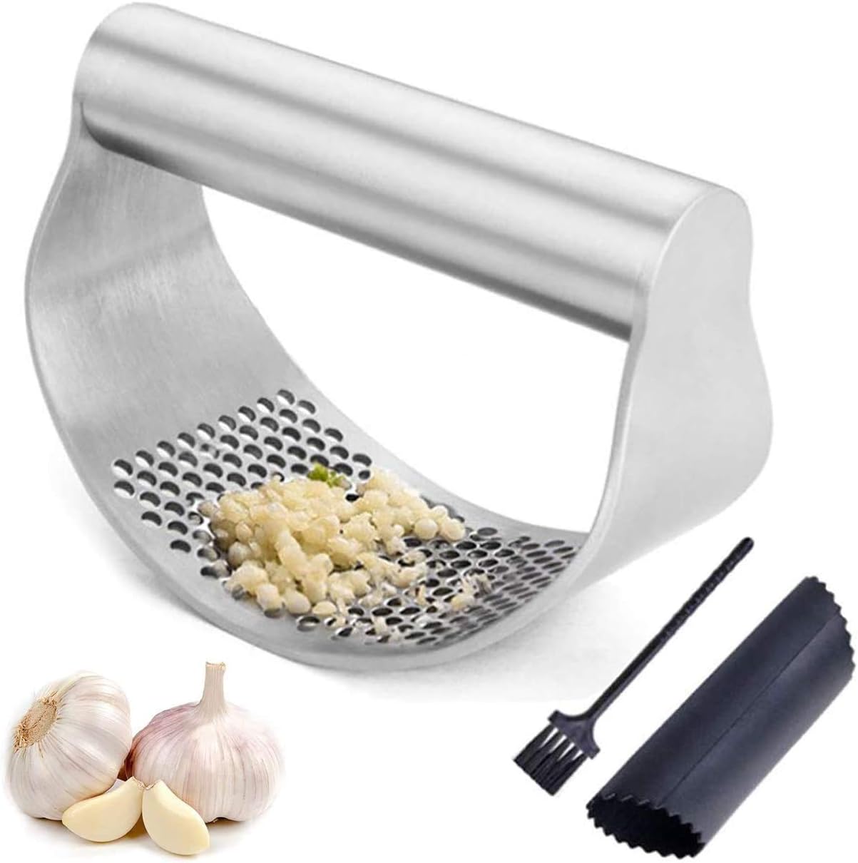Garlic Press Garlic Crusher Food Grade Stainless Steel,Garlic Peeler