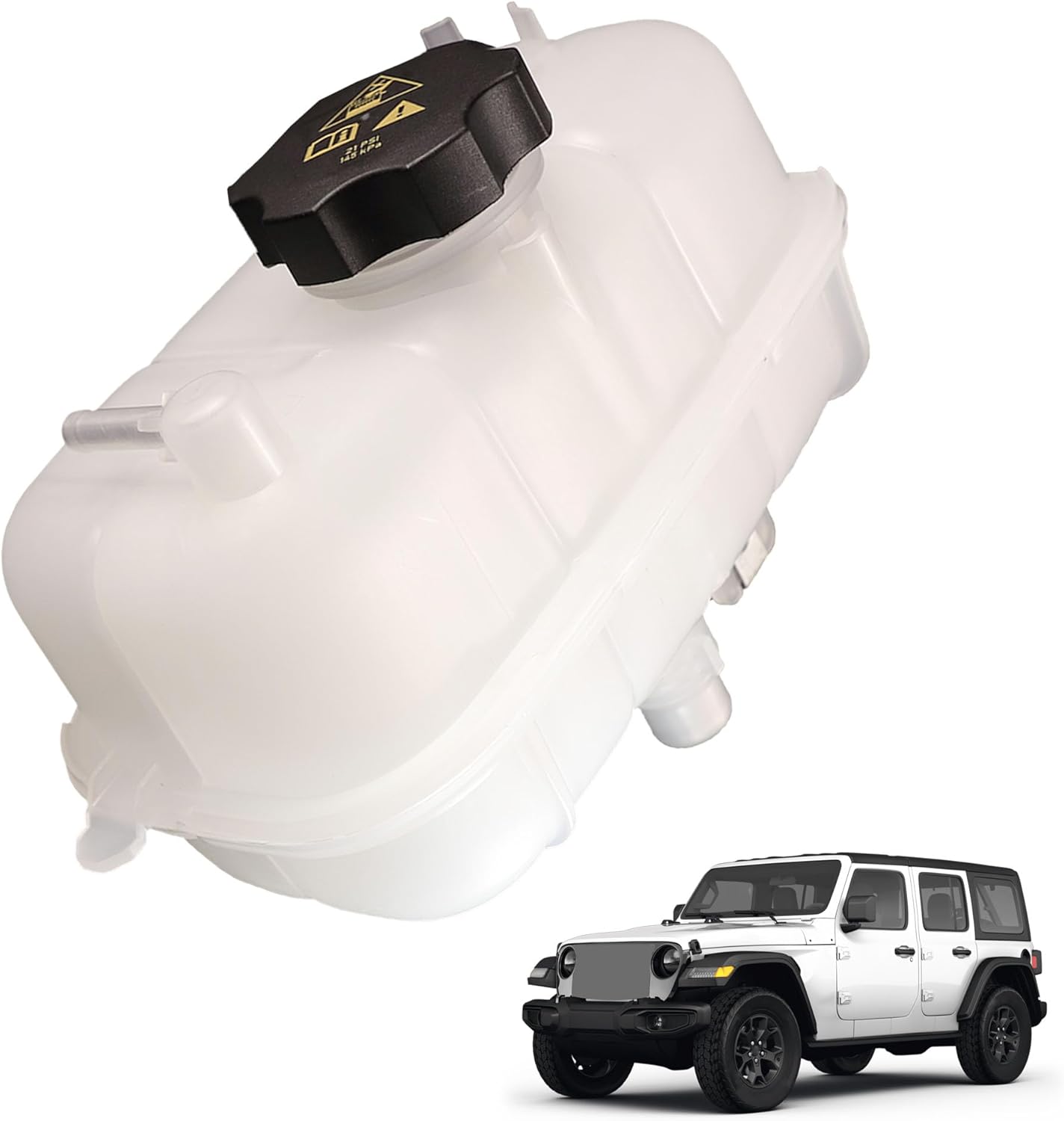 Engine Coolant Reservoir Tank Overflow Reservoir with Cap Compatible with 2018-2024 Jeep Wrangler V6 3.0L 3.6L Replace 68283565AB CH3014196