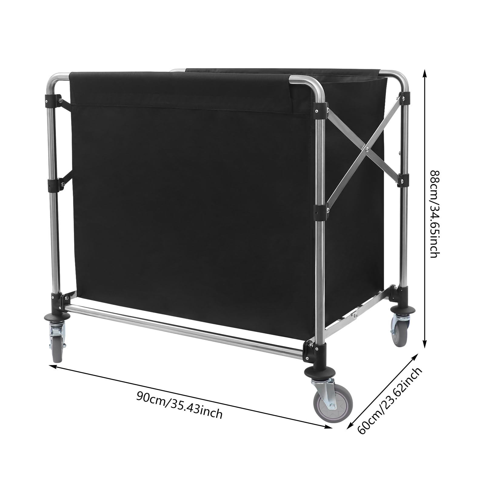 Carrello per la biancheria, con ruote, pieghevole, per la biancheria, per la casa, hotel, 90 x 60 x 88 cm