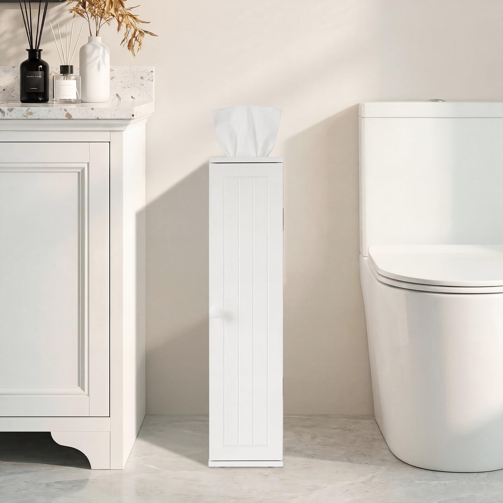 GIANTEX Meuble de salle de bain étroit et haut à 5 niveaux