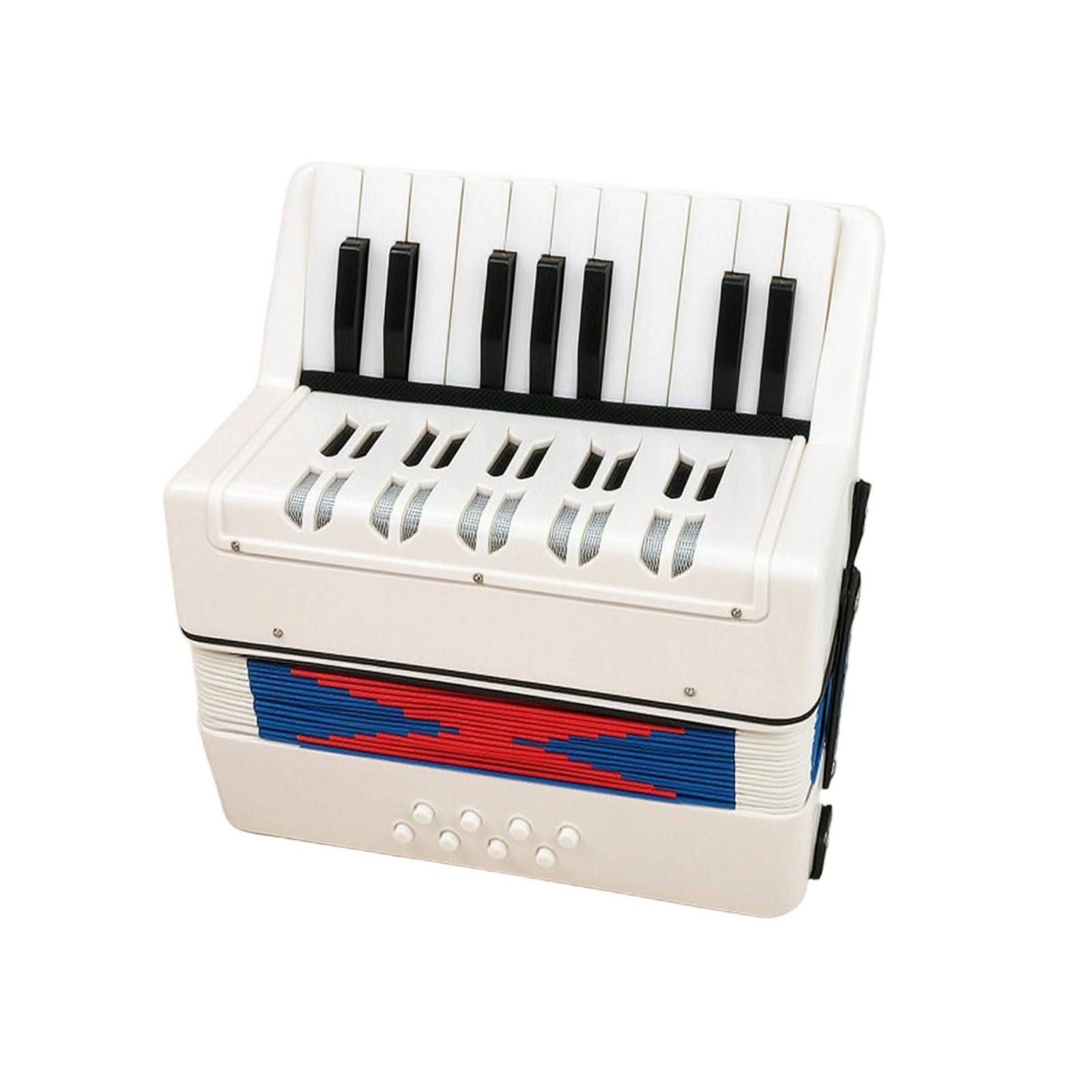 Fisarmonica a 17 Tasti Portatile Fisarmonica Giocattolo Sicuro Strumento Musicale per Casa, Scuola , Bianco