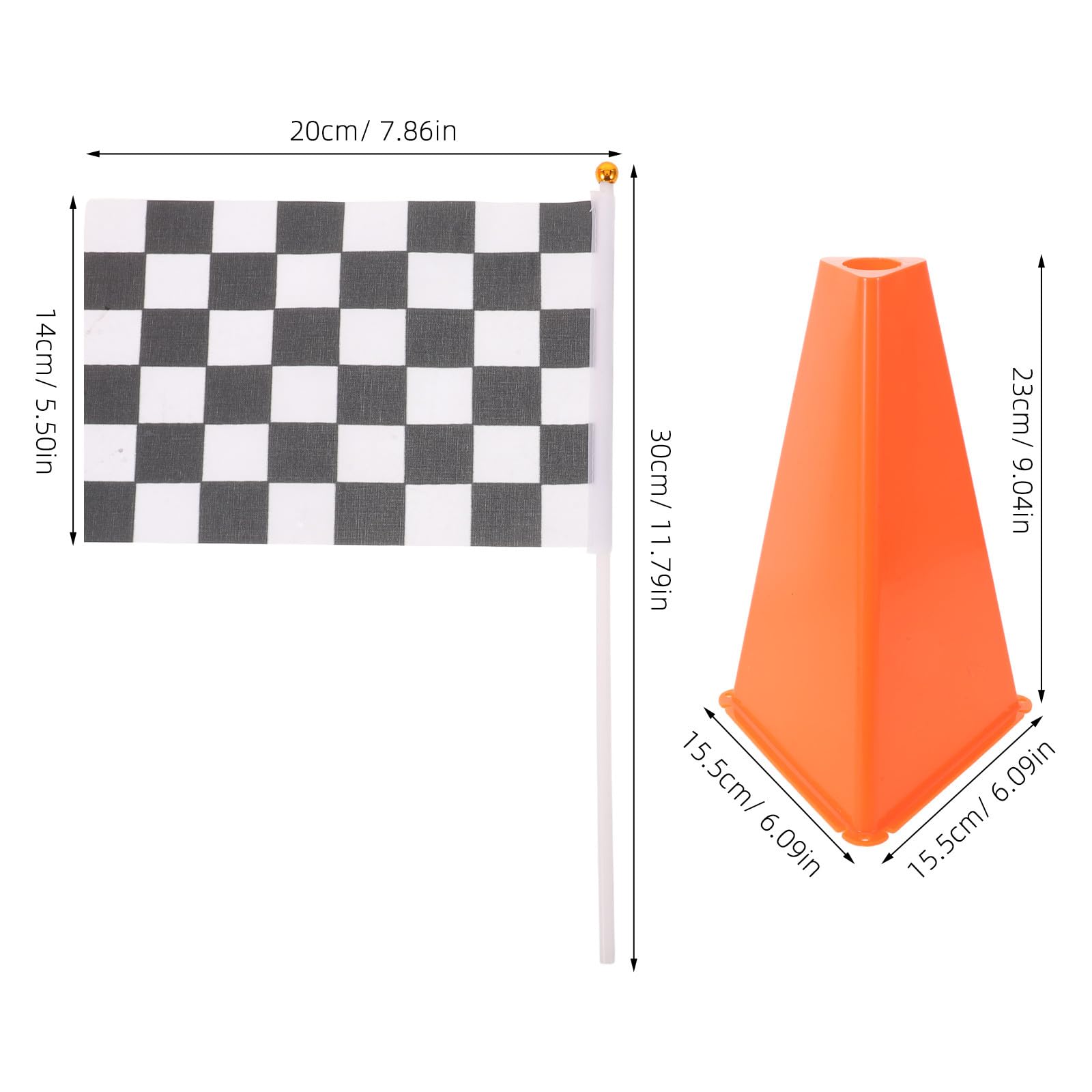 4 Juegos de Mini Conos de tráfico con Banderas a Cuadros de Carreras, Conos de Seguridad Deportivos Naranjas, marcadores de práctica de fútbol y Baloncesto para práctica de conducción