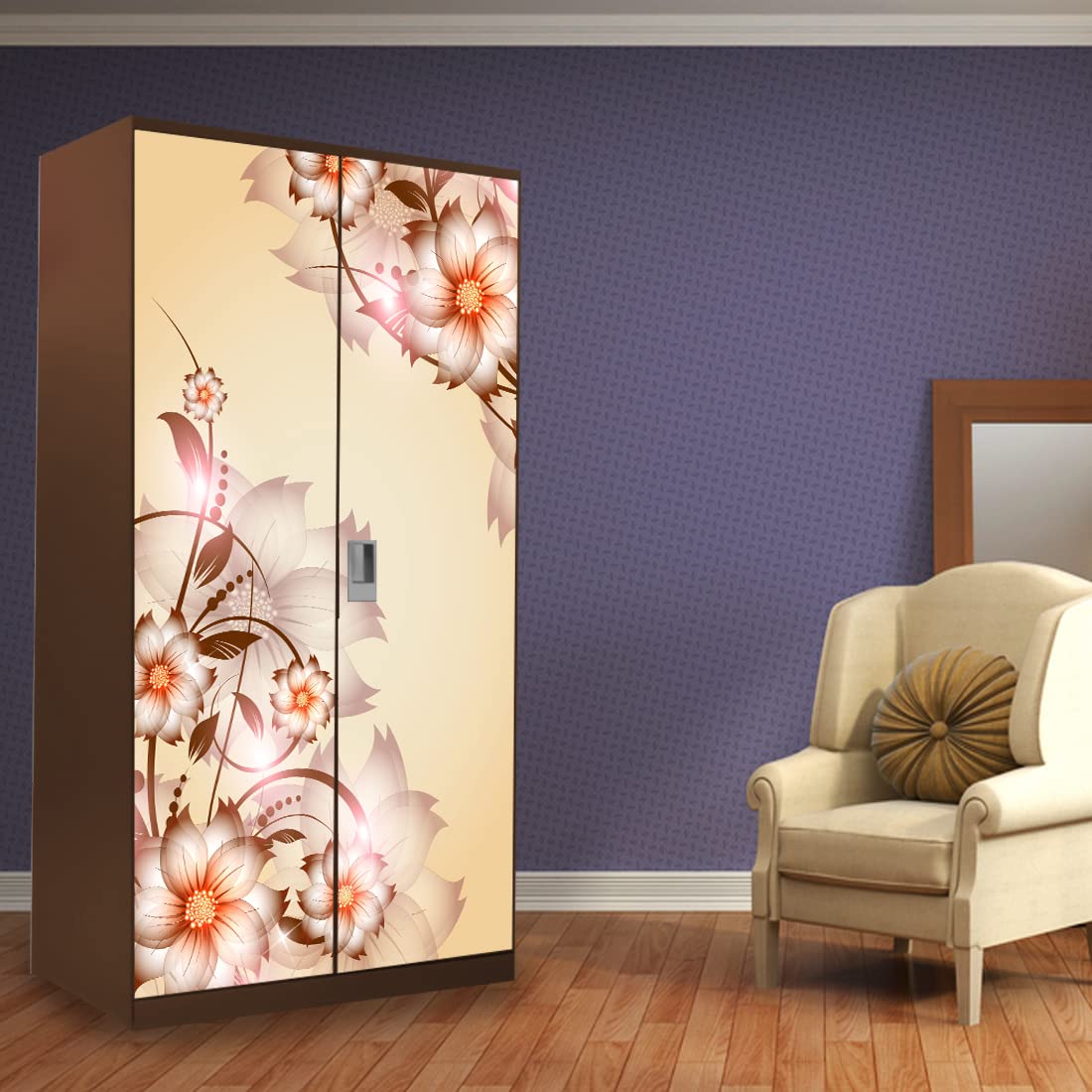 DecorGuruji Almirah Wallpaper Sticker for Doors Large Size (213x99) Cm PVC Vinyl Almira Wall Paper Door Skin Self Adhesive Almirah Stickers, Wardrobe Wallpaper Stickers Home Dcor (FloralCornerAlmira) (B0DB2F9TDF) Amazon Price History, Amazon Price Tracker