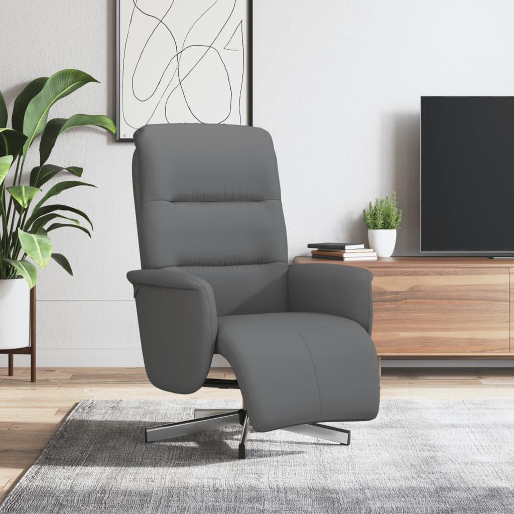 Relaxsessel mit manueller Liegefunktion und Fußstütze, 360 Grad drehbarer Fernsehsessel aus Stoff, Polstersessel für Wohnzimmer, Ruhesessel Dunkelgrau, 71 x 84 x 105 cm
