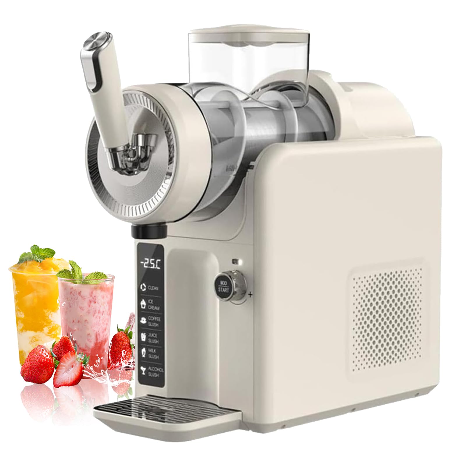 ZHJOPP Slushie Machine, Frozen Drink Maker with 1.8L Capacity, 5 Preset Programs,No Ice Required for Delicious Slushies in 15 Minutes (White)