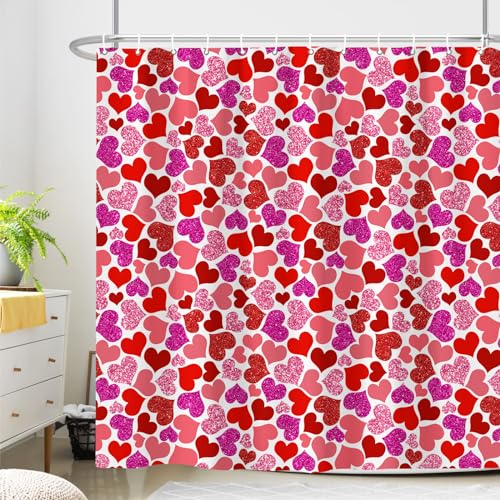 Xioistiy SHOWER-CURTAIN-SETS Valentine'S Day Shower Curtain, Cute Love Heart Shower Curtain Set thumb #1