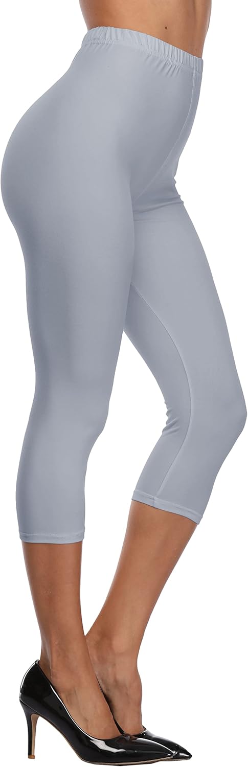 A-Wintage Women's Soft Capri Legging 3/4 Length Leggings High Waisted Cropped Tights Beach Capris - Image 4