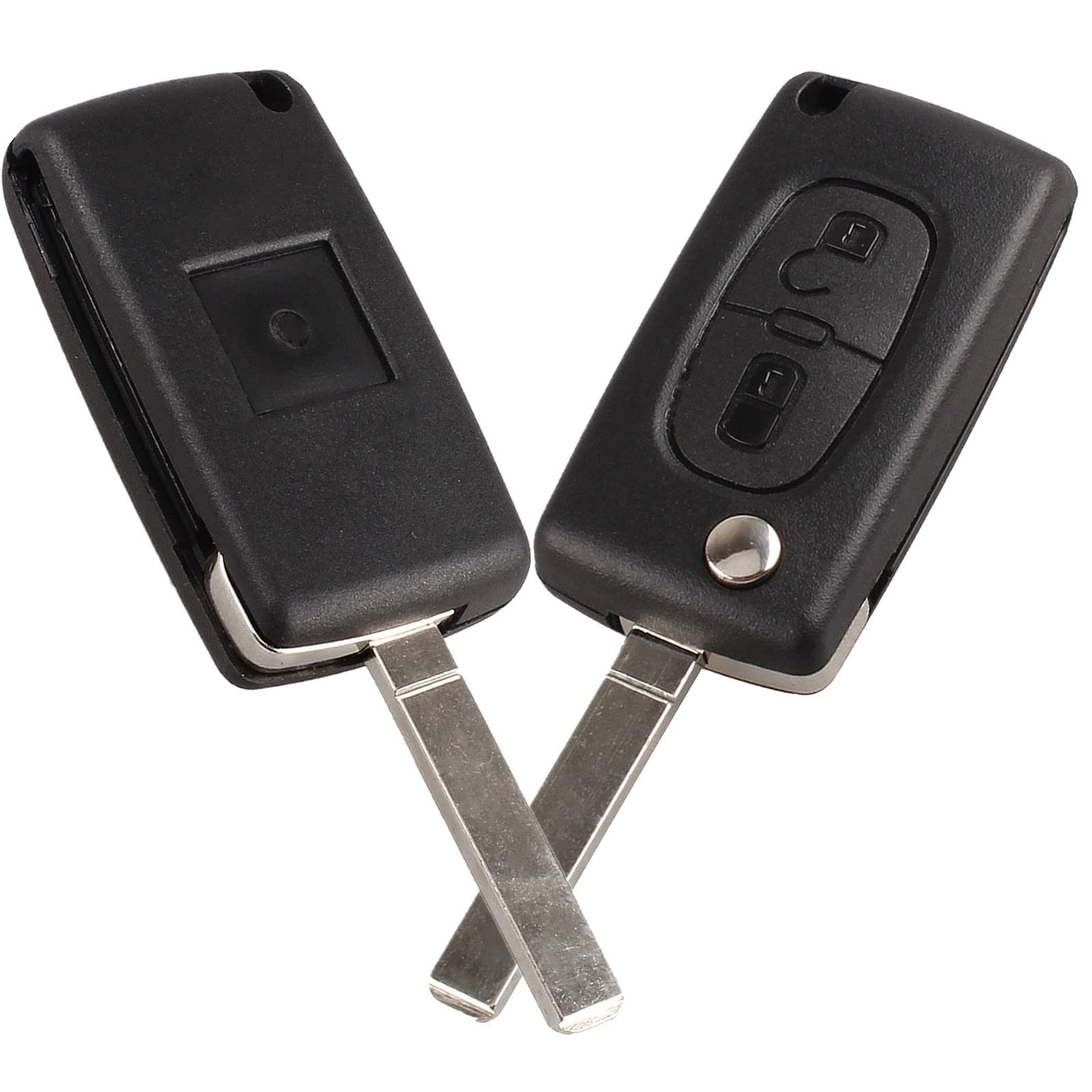 2 pezzi Cover per chiave 2 Tasti pieghevole senza Batteria Slot compatibile per Citroen C2 C3 C4 C5 C6 C8, Peugeot 207 307 308 407 408 3008 5008
