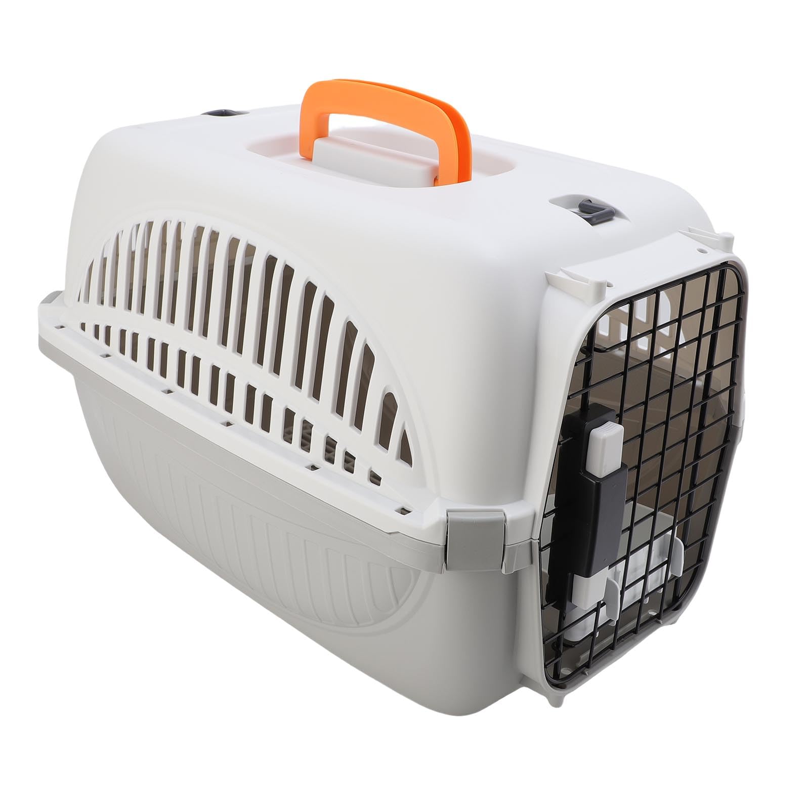Transportín para Mascotas de Plástico Fácil de Montar Transportín para Perros de Viaje Cómodo y Seguro para Aventuras Al Aire Libre 48x32x32cm (Gray)