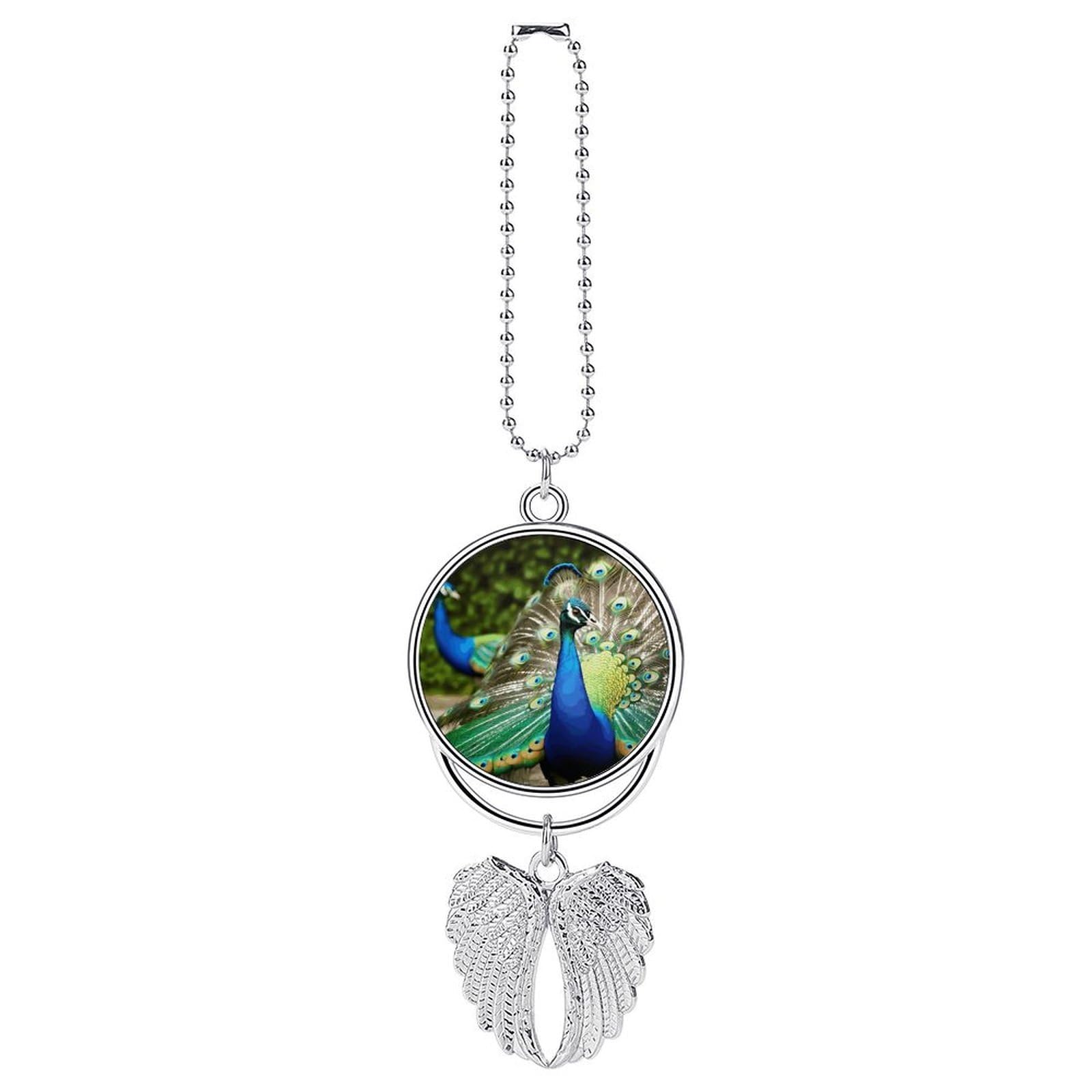 Beautiful Peacock Car Pendant Rear View Mirror Hanging Ornament Auto Metal Charm for Aesthetic Interior Decor. Lucky Car Accessories Cute Funny Hanging Decor for Car Truck