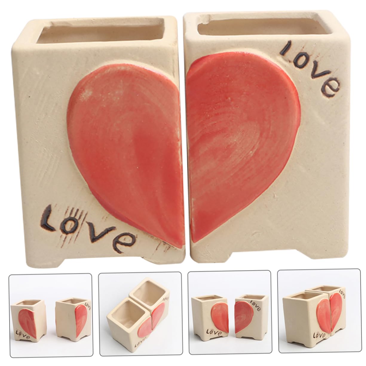 3paires Pot De Fleurs Design Cœur Créatif pour Plantes Succulentes pour Décoration Intérieure Et Extérieure Parfait pour Couples Amoureux