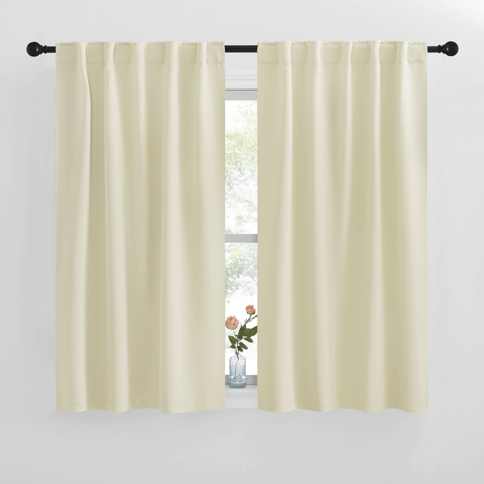 NICETOWN RV Curtains for Camper Windows - (Beige Color) 42x50 Inch, 2 Panels Set, Thermal Insulated Room Darkening Blackout Drapes/Draperies with Rod Pocket &amp; Back Tab for Half Window