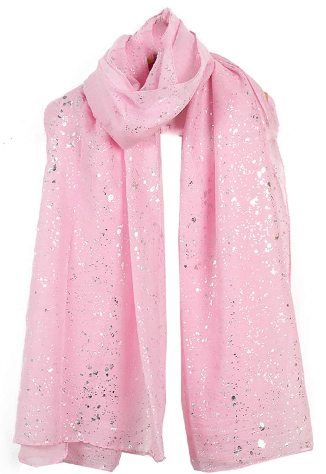 World Of Shawls Women's Pink Plain Pashmina Scarf Hijab Shawl Stole Wrap (Pink)