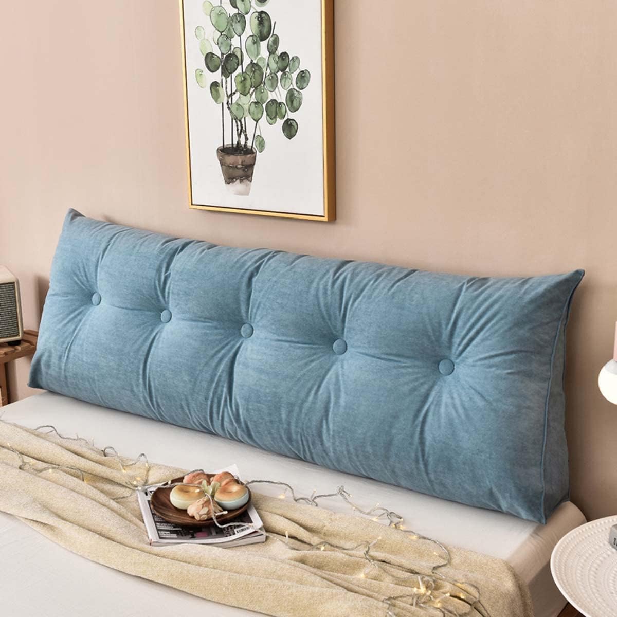 Llchaensc Large Bolster Triangular Headboard Pillow Twin Dorm Headboard Twin XL Bed Wedge Pillow for Headboard Bolster Pillow for Bed with Removable Cover,Green,120x50x20cm