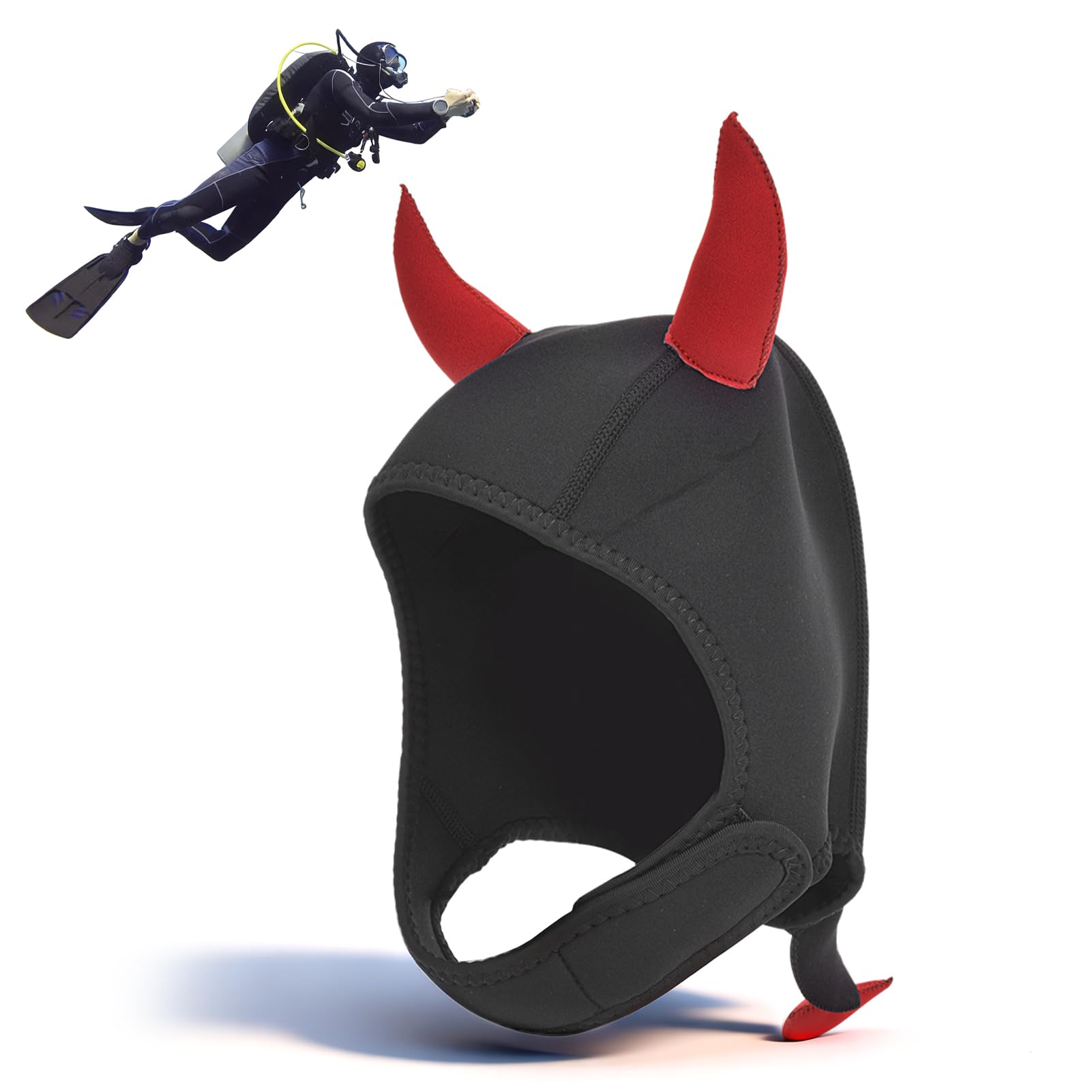 Shipenophy Neoprene Diving Hood Cartoon Reliable Diving Equipment(red, Little Devil)