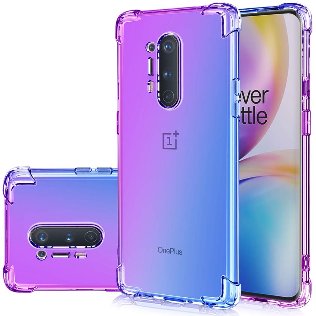 OnePlus 8 Pro Case, OnePlus 8 Pro Phone Case, Clear Cute Gradient Phone Case Slim Anti Scratch Flexible TPU Cover Shockproof Protective Case for OnePlus 8 Pro (Purple/blue)