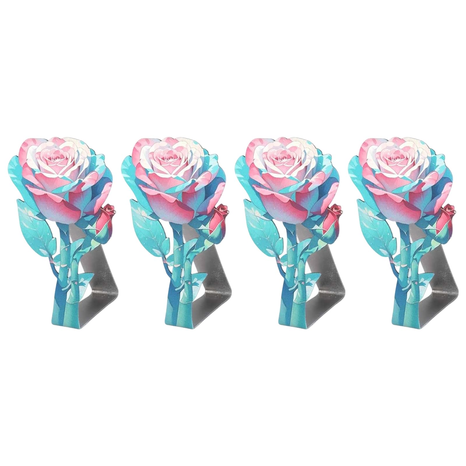 Woedpez Stainless Steel Rose Floral Tablecloth Clips | Rustproof Table Fasteners for Indoor Outdoor Dining Decor Rose Pattern Tablecloth Weights