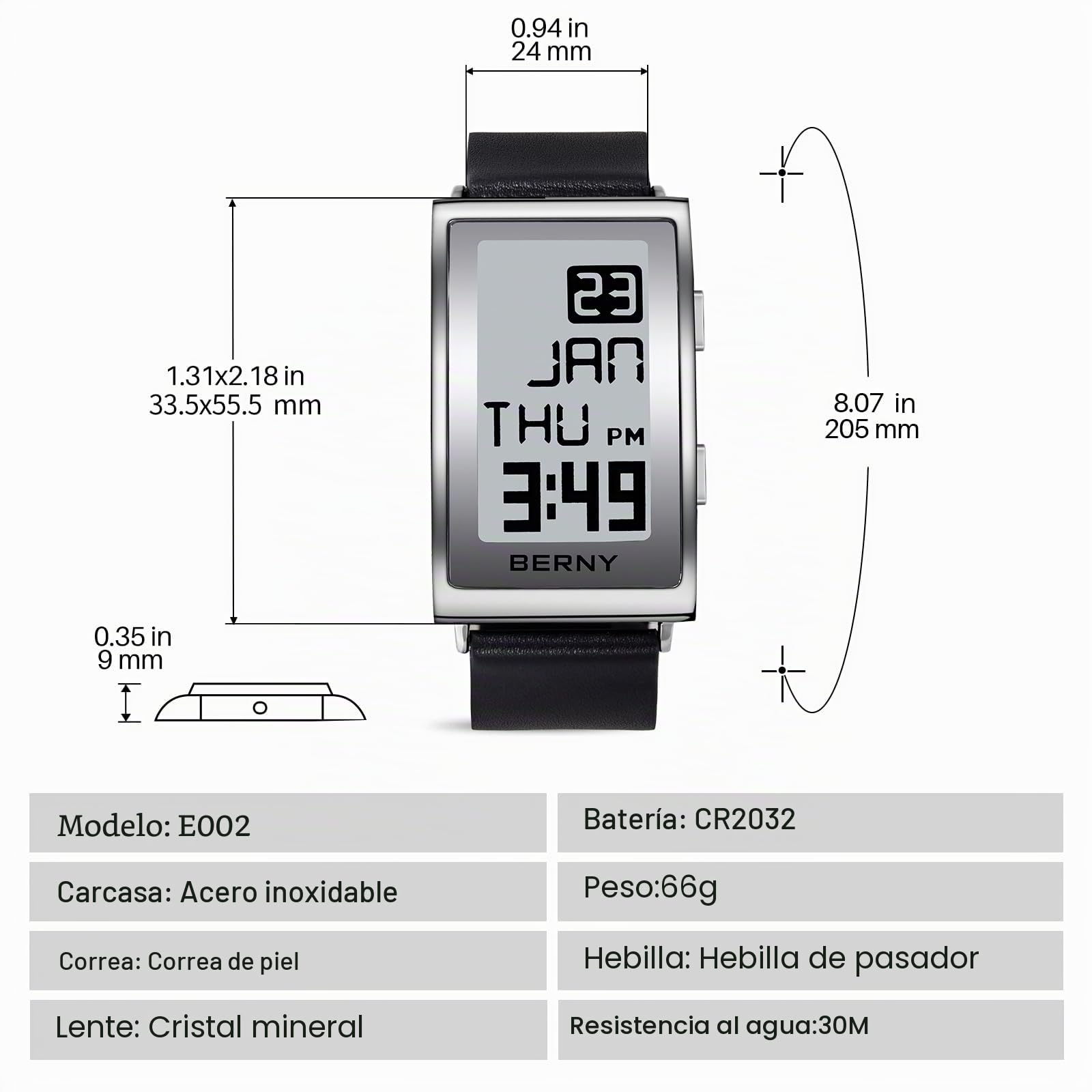 BERNY Reloj deportivo digital para hombre, moderno, gran pantalla LED, resistente al agua, para actividades al aire libre