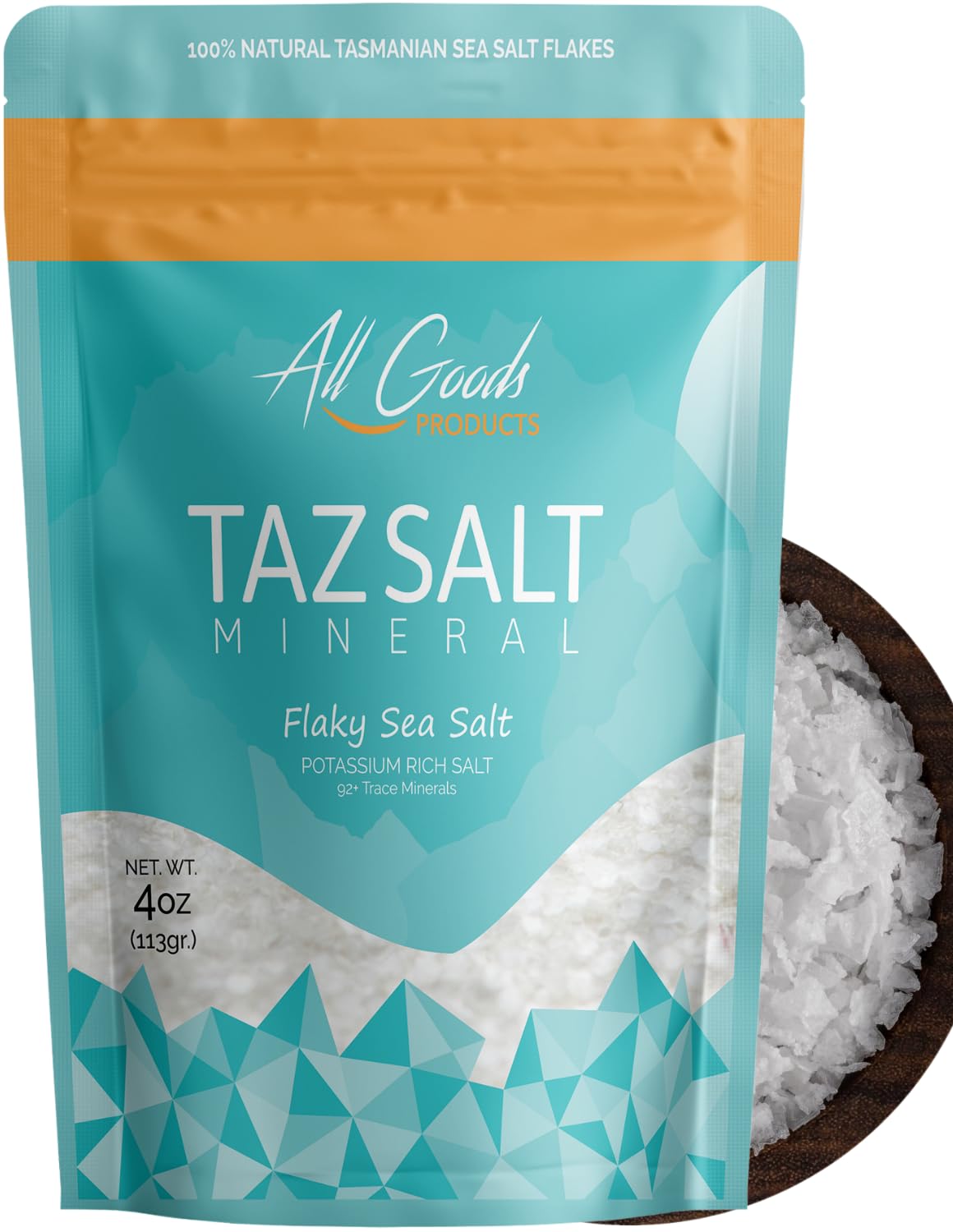 All Goods 4oz Tazmanian Mineral Flaky Sea Salt for Cooking & Pastry-Grade, Elevate Cookies, Breads & Desserts, Natural Artisan Baker's, Hand Harvested