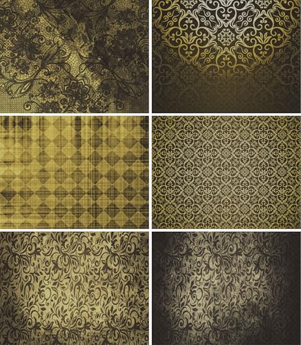 Gold Damask Rice Paper, 8 x 10.5 inch (6pc) - Mulberry Paper for Decoupage Scrapbooking Cards Crafts by Craft Kreatively