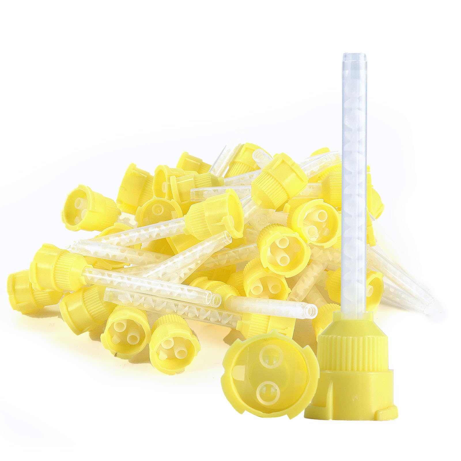 LA MIERE 100 Pcs High Performance Impression Mixing Tips, Light Body (1:1 4.2mm Light Body, Yellow)