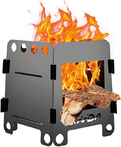 Lixada Estufa de campamento para quemar leña, estufa portátil para mochilero, revestimiento de titanio negro, estufa de alcohol para acampar al aire