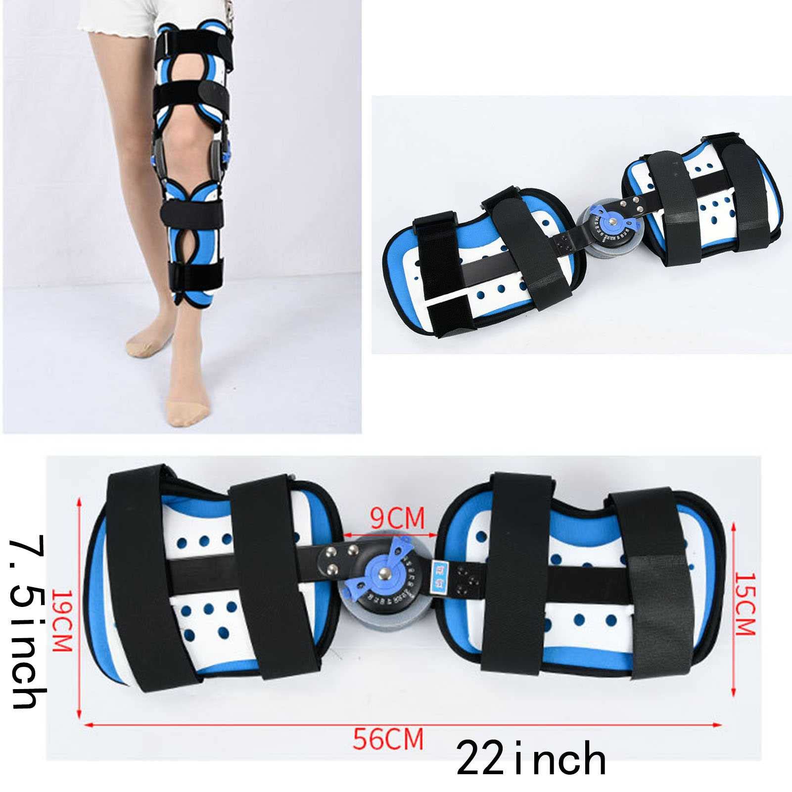 Ortesis de rodilla con bisagra Rodillera Rom con bisagras, abrazadera de fijación de articulación de rodilla ajustable ligamento postoperatorio menisco Protector de fractura de rodilla para hombres y
