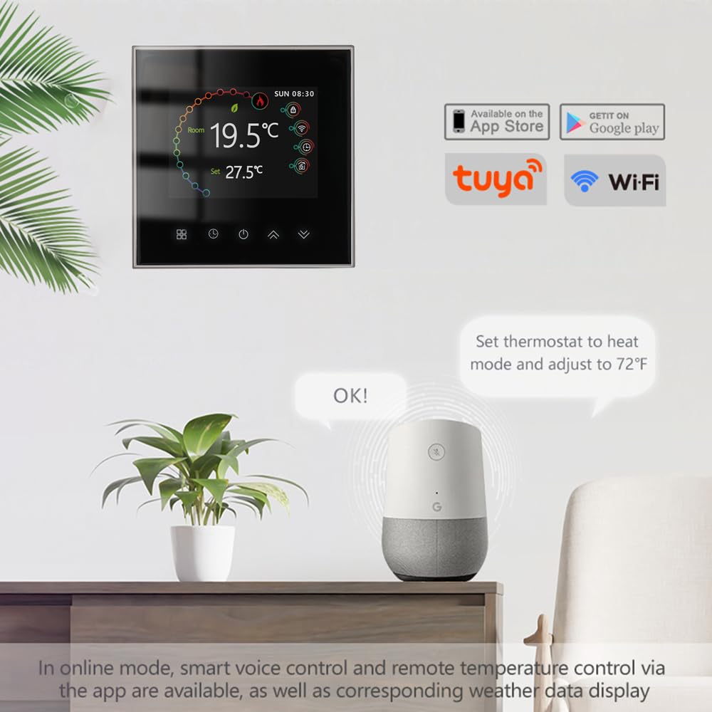 Wi-Fi Thermostat - Serie 2002 Termostato Programmabile | Touchscreen per Riscaldamento ad Acqua/Elettricità/Caldaia Compatibile con Alexa, Google Home e IFTTT