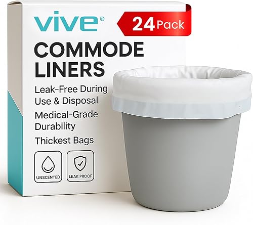 Vive Bolsas de inodoro para mesita de noche, para silla de inodoro, bandeja de cama (paquete de 24) - Suministros para cuidadores para inodoro