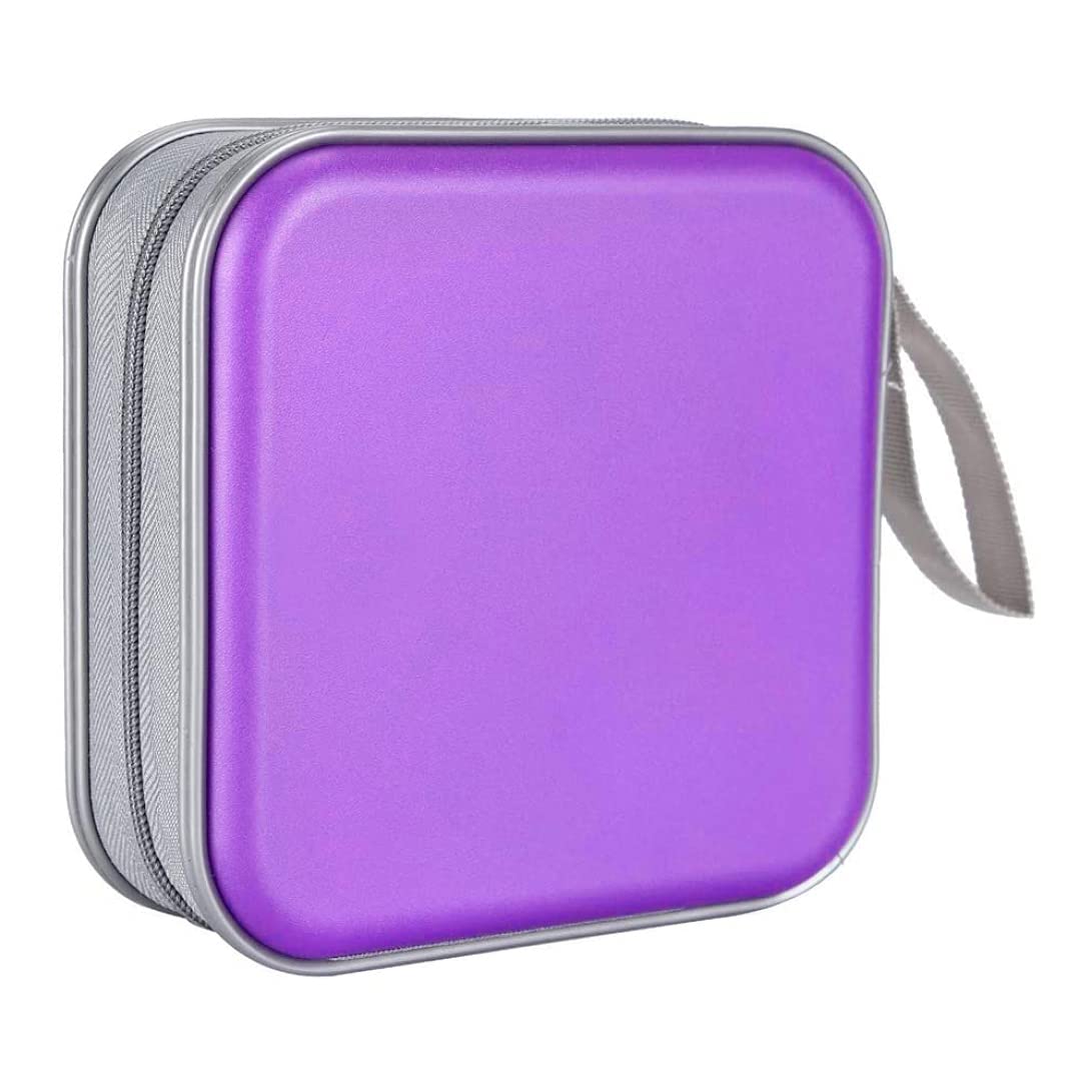 Wedhapy CD Holder CD Case Wallet DVD Binder DVD Organizer Storage Bag Album Hard Plastic 40 Capacity Portable Purple CD Holder CD Case CD Wallet DVD Binder