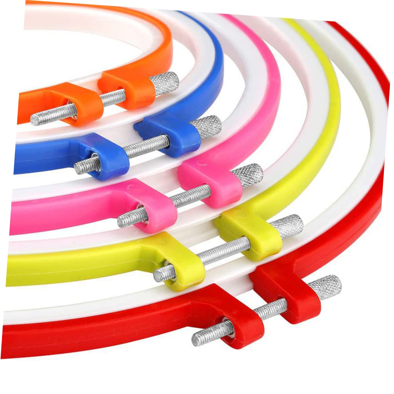 IWOWHERO DIY Embroidery Circle Set 5pcs Cross Stitch Frame Plastic Ring Smooth Fabric Holder Ideal for Home Decor Craft Projects Random Color