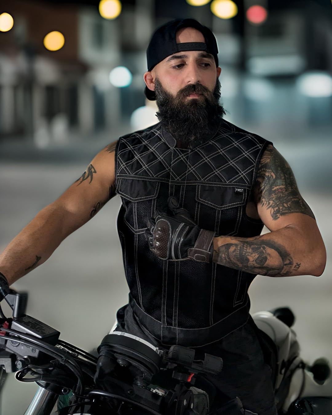 First Mfg Co - Downside - Men's Motorcycle Biker Riding Leather Vest