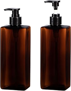Shower Pump Bottles, Yebeauty 2pcs 17oz 500ml Empty Refillable Pump Bottle Lotion Soap Dispenser Liquid Container Plastic Soap Dispenser for Shampoo Kitchen,Bathroom Body Wash, Amber