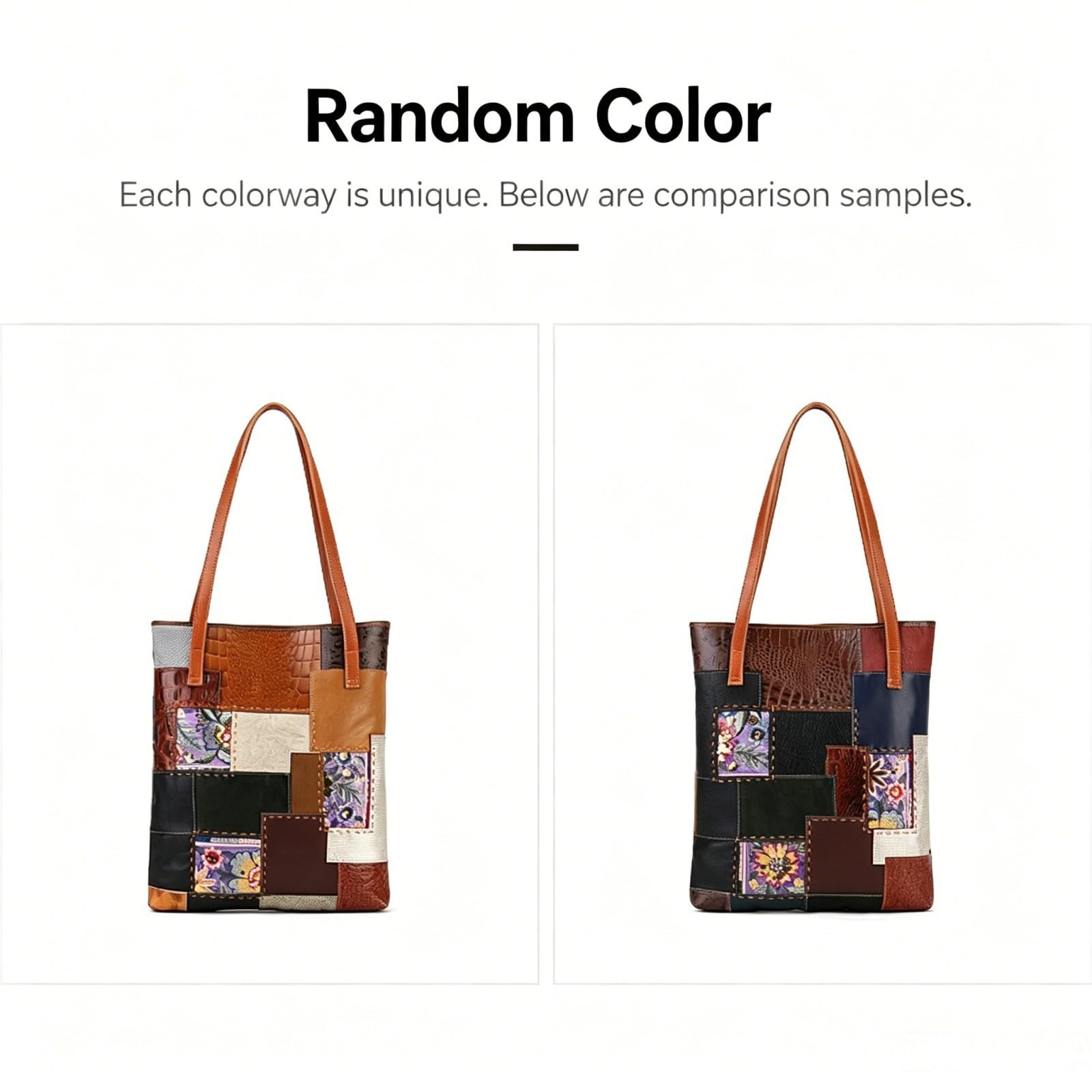 HJDMO Borsa a tracolla in vera pelle per le donne di grande capacità con tasche multiple chiusura a bottone magnetico borsa con design patchwork
