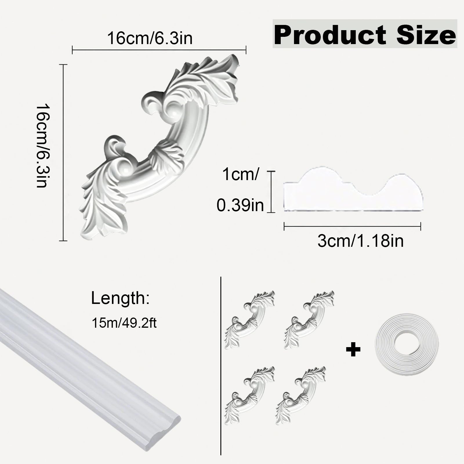 Modanatura Adesiva per Pareti PVC Modanature Flessibili Paraspigoli Muro White,15m