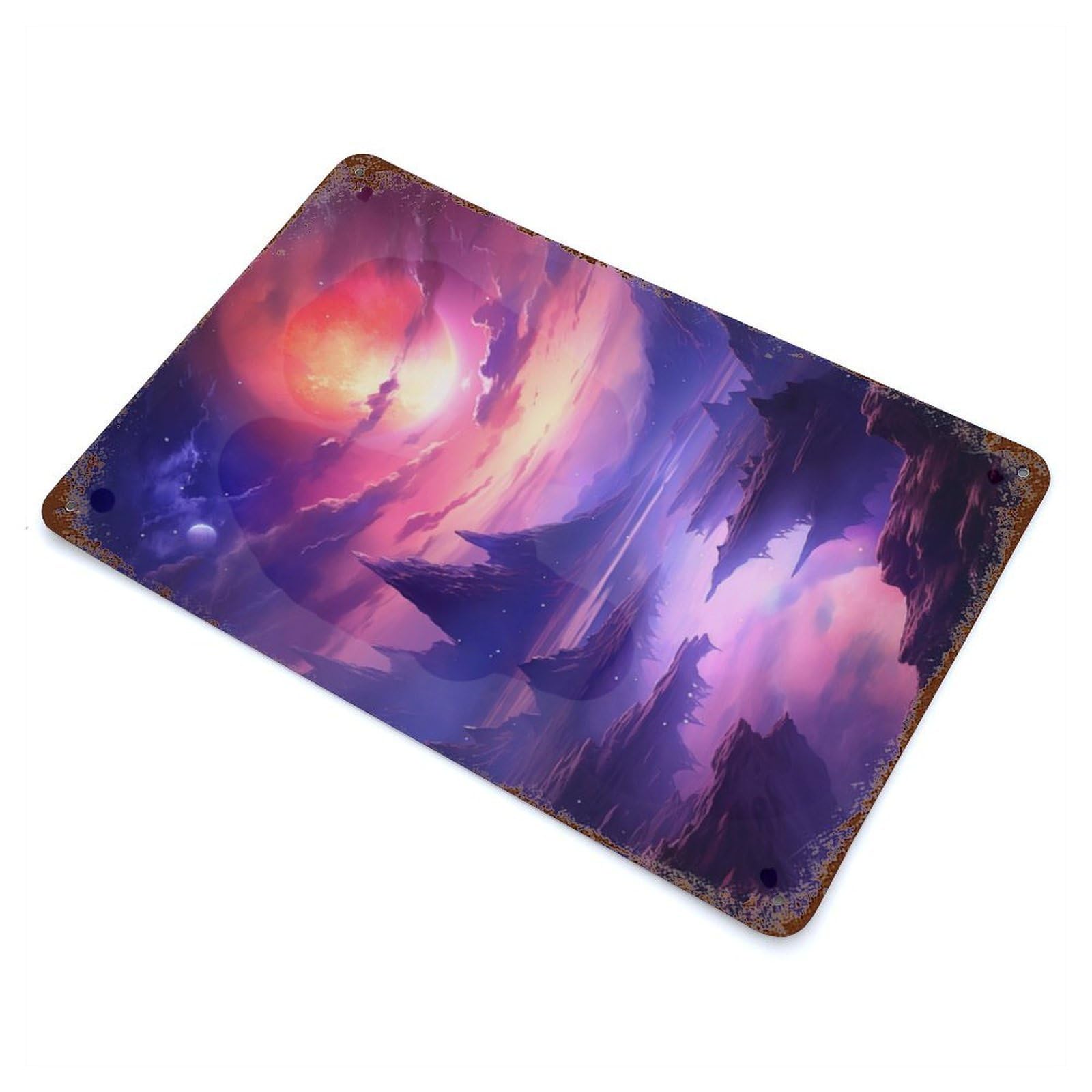 Garage Style Celestial Wilderness Vintage Rust Metal Sign 11.8"x7.9", Retro Wall Decor for Bar And Workshop