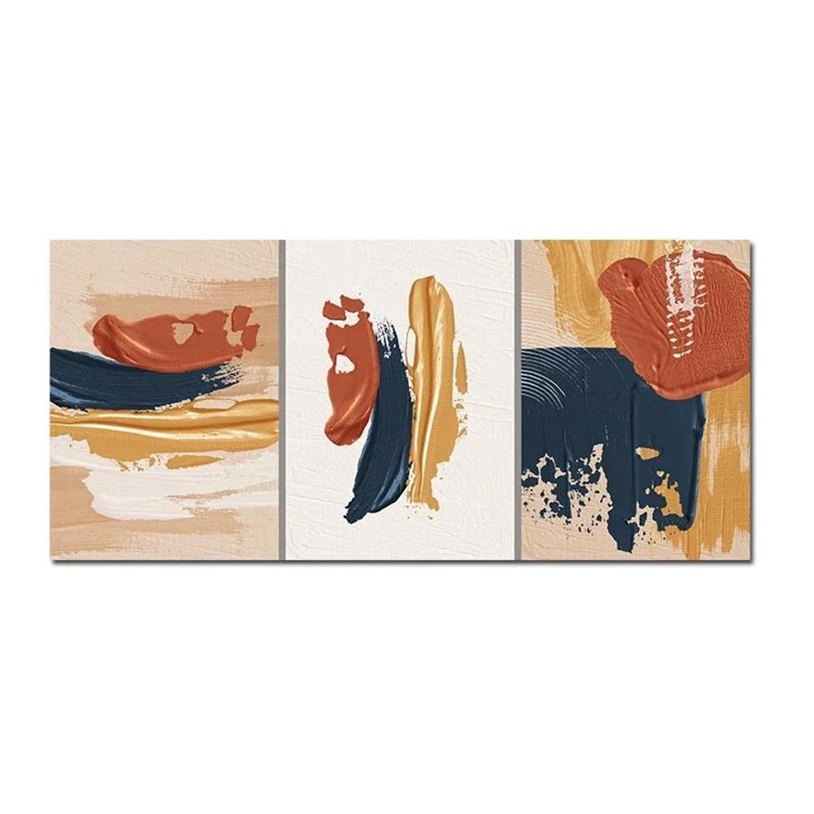 Toile abstraite moderne orange et bleu : sublimez l'ambiance cosy de votre salon contemporain