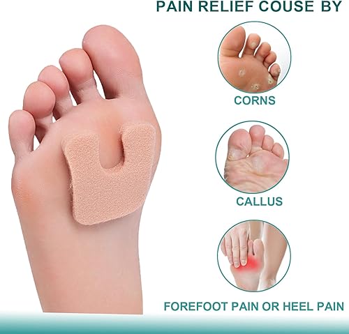Miniatura 2 de 20 almohadillas de herradura para pies, cojines de callos Moleskin para pies, almohadillas metatarsianas 3 en 1, almohadillas de fieltro para pies,