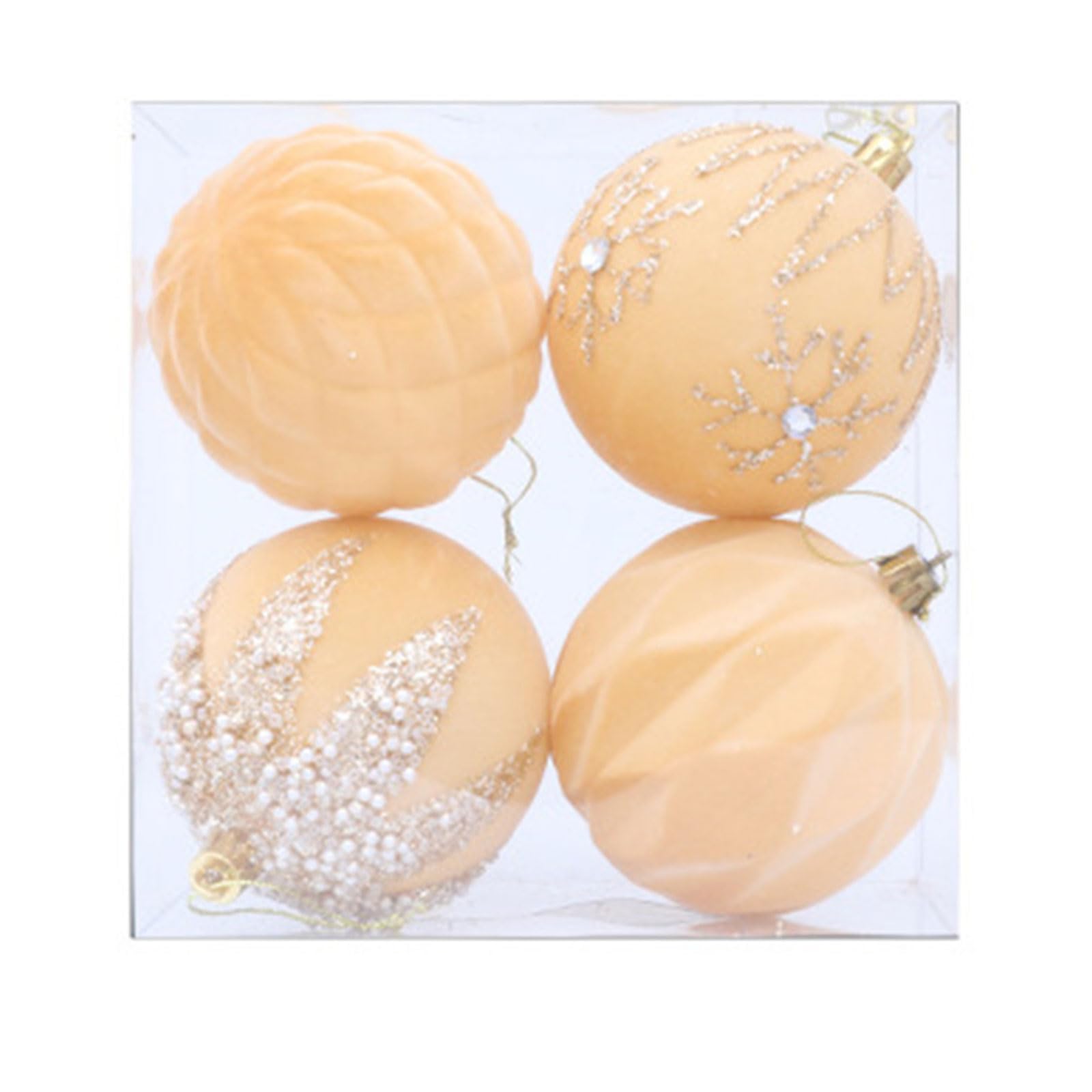 4Pcs Christmas Baubles Ball Christmas Tree Hanging Ornament for Tree Wreath Mantels Winter Holiday Party Centerpieces Painted Ball Set