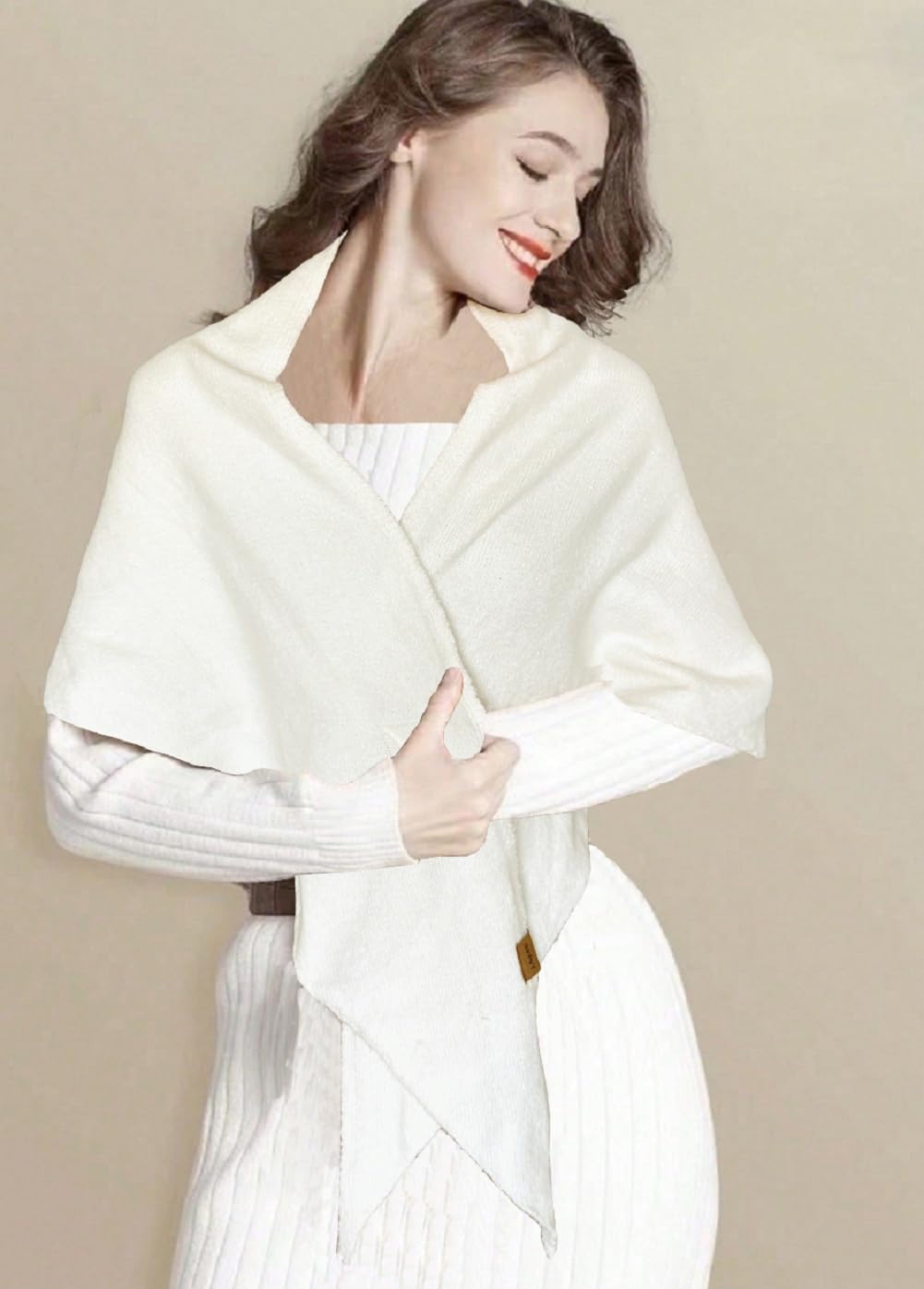 Shawl Wraps For Women,Womens Knitted Knotted Shawls Wool Cashmere Shoulder Top Sweater Shawl Scarf for Fall Winter - Image 5