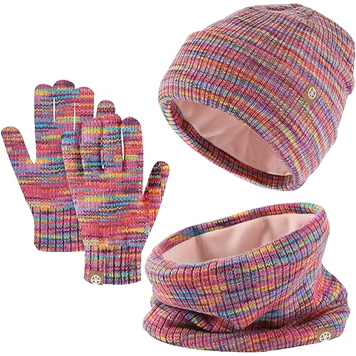 3 Stück Kinder Wintermützen Handschuhe Schal Set Beanie Mütze Warme...