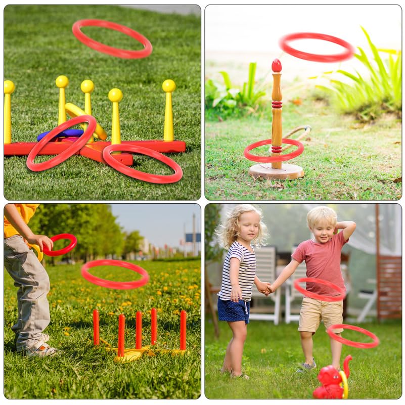 Healeved Jeu de Lancer D'anneaux en Plastique Rouge 20 Pièces Anneaux à Lancer 8 Cm de Diamètre, Interactif D'extérieur pour Garçon et Filles, Jeu de Coordination Œil-Main et Activités